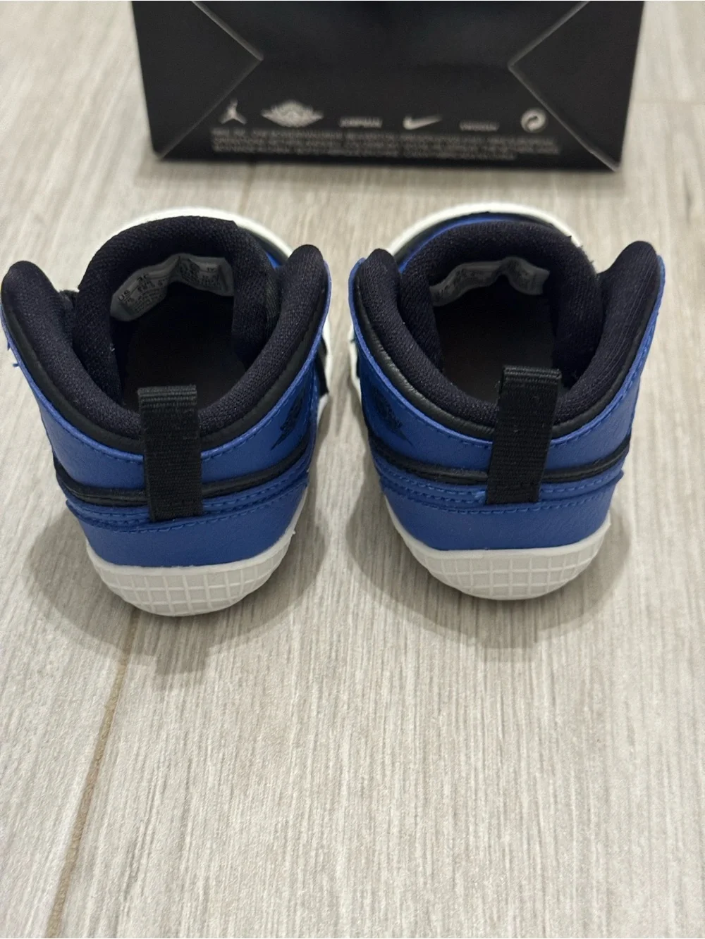 Nike Baby Blue and Black Jordan 1 Crib Shoe